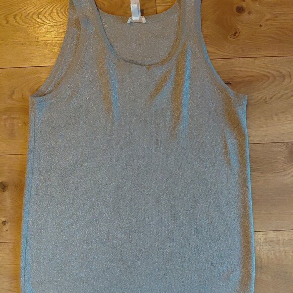 Chico's Silver Metallic Knit Tank Shell Holiday Party (3) XL - Picture 1 of 5